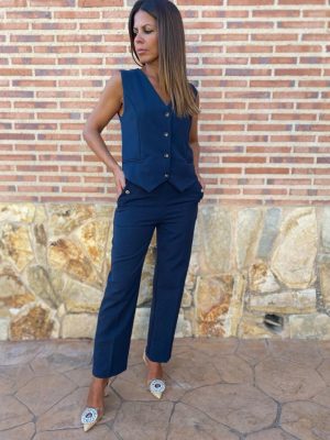 pantalon silvina de color azul marino