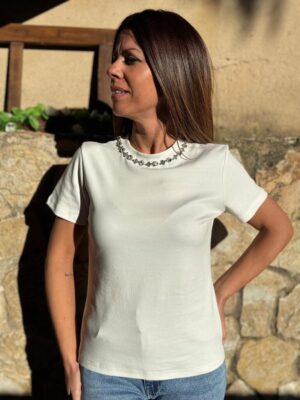 camiseta strass de color blanco