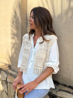 chaleco crochet edicion color beige