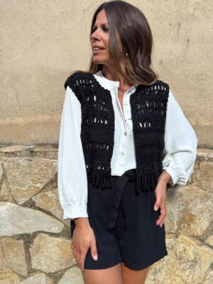 chaleco de punto crochet edicion color negro