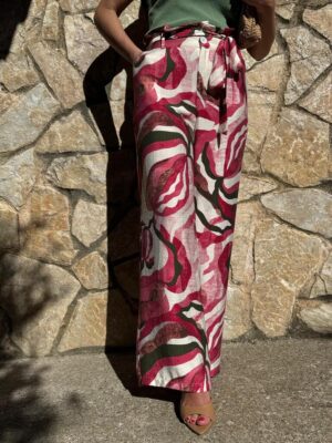 pantalon suri en estampados rosas y kakis