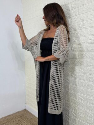 chaqueta salma larga de crochet